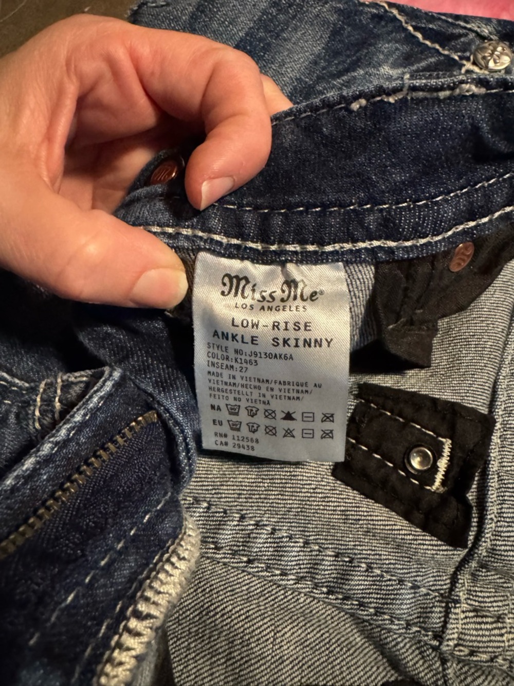 Miss Me Distressed Dark Blue Skinny Jeans - Picture 3 of 4